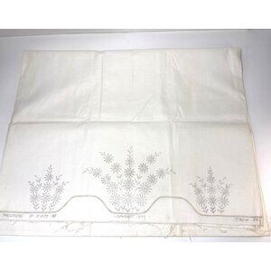 Progress Embroidery Stamped Pillowcase Tube Floral Design Cream Cotton Fabric No